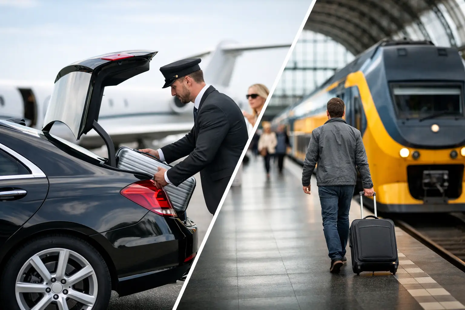 Privé transfer of trein naar de luchthaven? Privé transfer of trein naar de luchthaven?